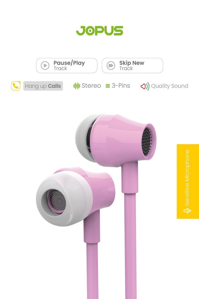 054079_2.jpg Jopus Jopus JO-K58 Bonea Universal 3,5 Mikrofonlu Kulaklik Pembe Renk - Görsel 1