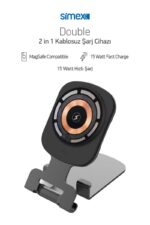 Simex SPS-14 Double Wireless Magsafe 2in 1 15 Watt Sarj Cihazi