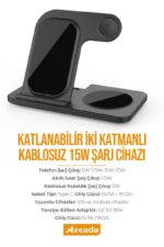Azeada PD-W8 Wireless Magsafe 3in 1 15 Watt Sarj Cihazi - Görsel 3