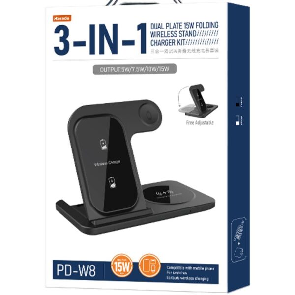 Azeada PD-W8 Wireless Magsafe 3in 1 15 Watt Sarj Cihazi