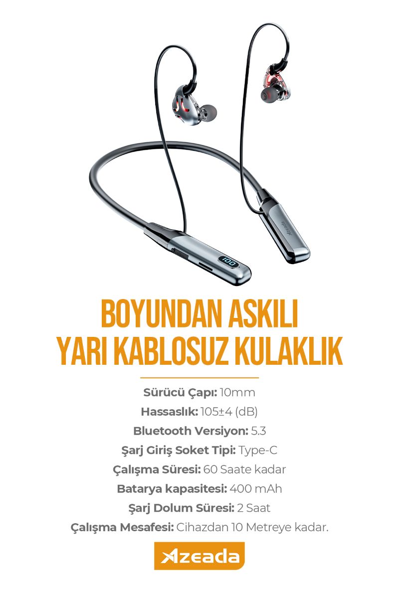 059553_5.jpg Azeada AZ-BN02 Boyun Askılı Bluetooth Kulaklık - Görsel 1