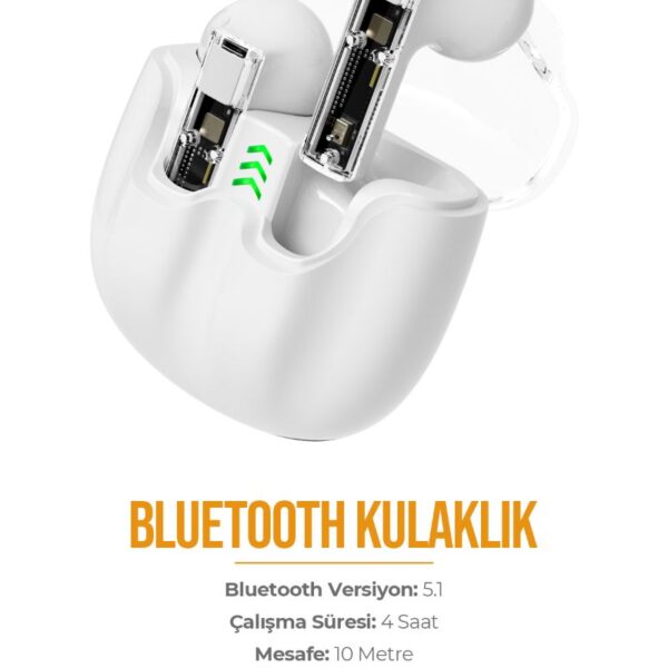 Azeada PD-BT119 TWS Bluetooth Kulaklık Beyaz Renk