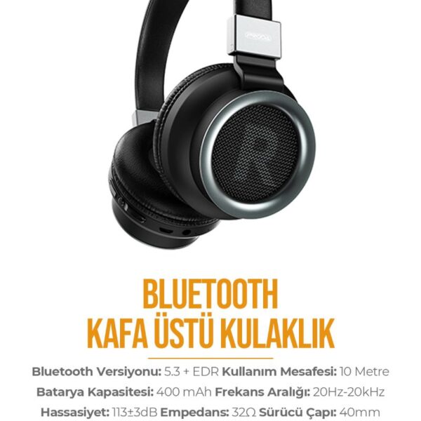 Azeada PD-BH400 Kulaküstü Bluetooth Kulaklık Siyah Renk