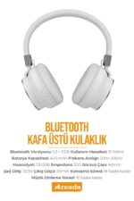 Azeada PD-BH400 Kulaküstü Bluetooth Kulaklık Beyaz kulaklık