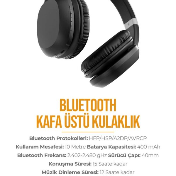 Azeada Azeada PD-BH500 Kulaküstü Bluetooth Kulaklık Siyah Renk