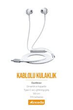 Azeada Azeada AZ-E01 Lightning Mikrofonlu Kulaklik (BEYAZ)