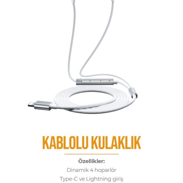 Azeada Azeada AZ-E01 Lightning Mikrofonlu Kulaklik (BEYAZ)