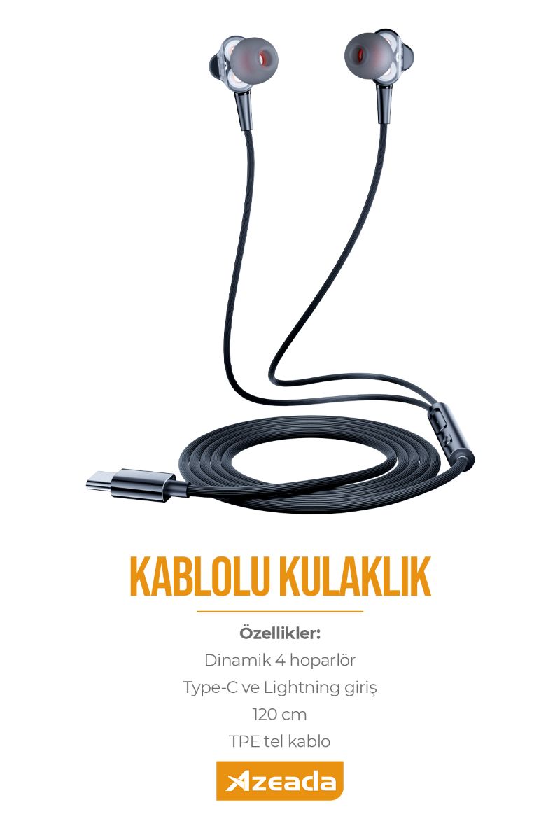 059576_5.jpg Azeada AZ-E01 Type C Mikrofonlu Kulaklik - Görsel 1