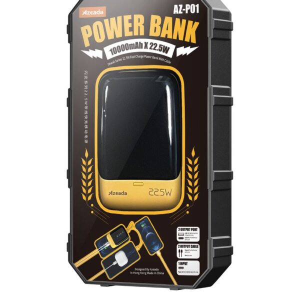 Azeada AZ-P01 22,5W 10000mAh Power Bank Dahili Kablolu
