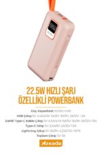 Azeada AZ-P03 22,5W 10000mAh Power Bank Dahili Kablolu - Görsel 6