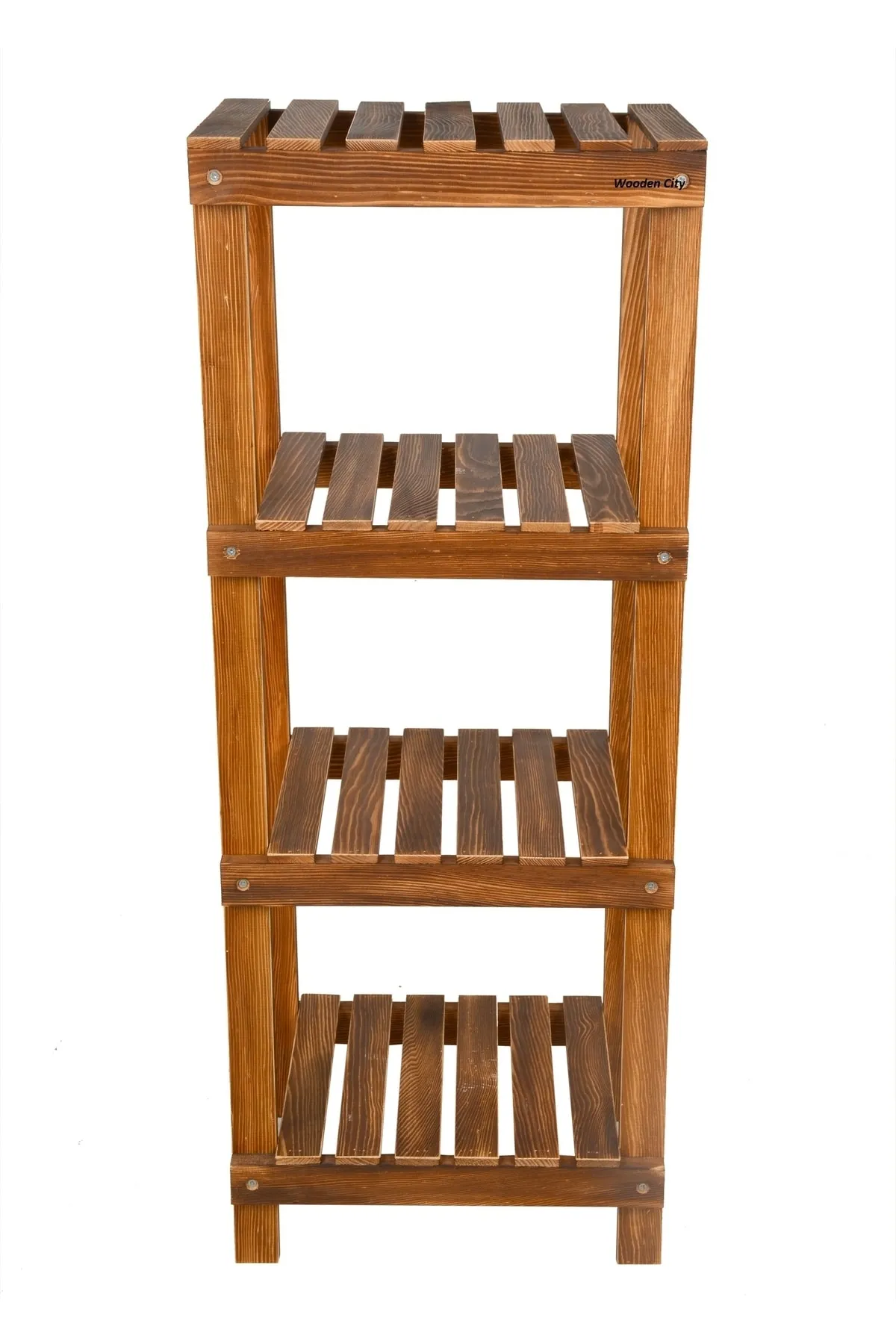 1_org_zoom-1-5.webp Wooden City Kahverengi Dekoratif Katlı Ahşap Raf Portatif Ayakkabılık Çiçeklik Saksılık - Görsel 1