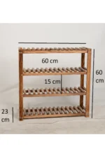 Wooden City 4 Katlı Masif Ahşap Ayakkabılık Ahşap Ayakkabı Rafı 60x60 - Görsel 3