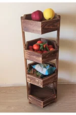 Wooden City Ahşap Banyo Rafı Banyo Düzenleyici Havluluk Çok Amaçlı Raf Mutfak Rafı Organizer Raf Ahşap Sebzelik - Görsel 3