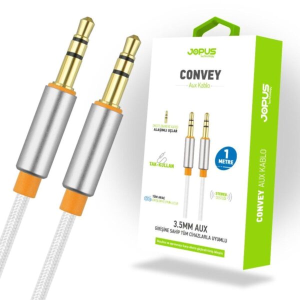 Jopus Jopus Universal 3.5mm JA-05 Convey 1 Metre AUX Kablosu BEYAZ